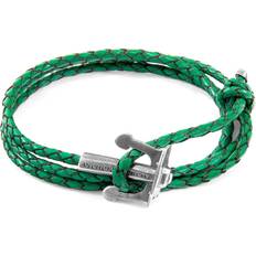 Green Bracelets Fern Green Union Anchor Silver and Braided Leather Bracelet