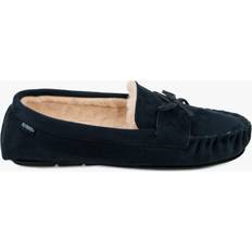 Totes Moccasin Style Faux Fur Lining Slippers, Navy