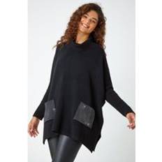 Women - XL Capes & Ponchos Roman Sparkle Pocket Poncho Jumper in Black