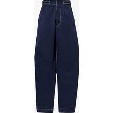 Bottega Veneta Mens Navy Tech Contrast-stitch Wide-leg Relaxed-fit Shell Trousers