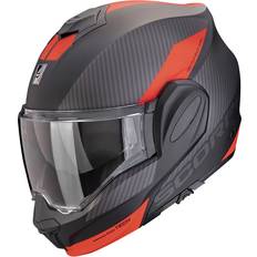 Scorpion EXO-Tech Evo Team Matt Black-Silver-Red Modular Helmet Black Woman, Man