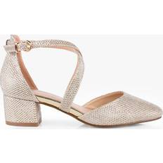 Paradox London Francis Wide Fit Glitter Block Heel Court Shoes