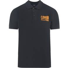 Cavalli Class Bold Brand Logo Black Polo Shirt