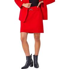 Red - Women Skirts Roman Petite Toggle Pocket Detail Stretch Skirt Red