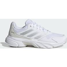 Adidas Racket Sport Shoes Adidas CourtJam Control Tennis Shoes Cloud White Silver Metallic Grey One