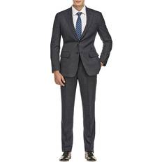 English Laundry Men's Slim Fit Windowpane Plaid Suit Black