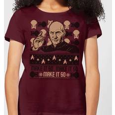 Star Trek Next Generation Make It So Christams Women's Christmas T-Shirt Burgundy