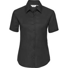 Men - XL Blouses Russell Collection Short Sleeve Easy Care Oxford Shirt Black