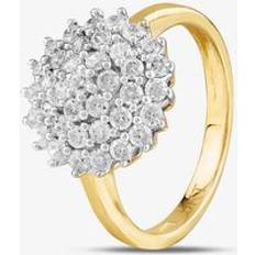 Women Rings 9ct Yellow Gold Clear Crystal Cluster Ring DIV107Y-J