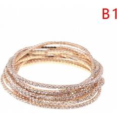 Onbuy 5Pcs/Lot Elastic Crystal Bracelets 2mm Charming Crystal Rhinestones Metal Bangle Bracelet Jewelry DIY Gift for Summer Multicoloured