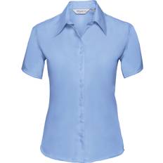 3XL - Women Blouses Russell Short Sleeve Ultimate Non-Iron Shirt Light Blue