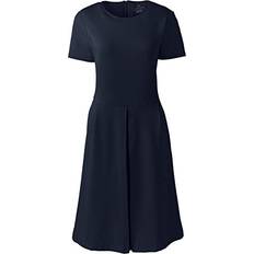 Lands' End Women Dresses Lands' End Uniform Short Sleeve Ponte Dress Classic Navy Womens Regular