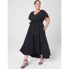 Lane Bryant V-Neck High-Low Midi Dress Black