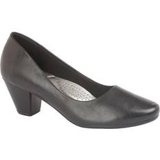 Boulevard PU Leather Plain Court Shoe 45mm Heel Black