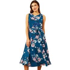 Turquoise - Women Dresses Yumi Floral Skater Dress, Teal/Multi