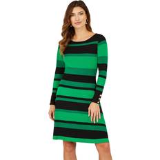 Stripes - XL Dresses Yumi Striped Knitted Skater Dress, Green