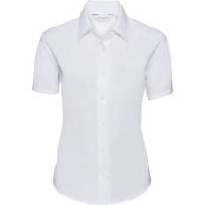 Men - XL Blouses Russell Collection Short Sleeve Easy Care Oxford Shirt White