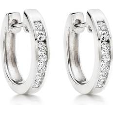 Beaverbrooks Beaverbrooks Women's Round Brilliant 9ct White Gold Diamond Hoop Earrings