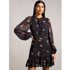 Ted Baker Florals Dresses Ted Baker Nikaii Ruffle Mini Dress, Black