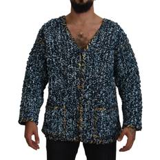 Gold - Men Cardigans Dolce & Gabbana Blue Button Cardigan Fatto Mano Sweater