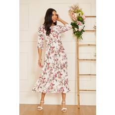 Elastane/Lycra/Spandex - Florals - Long Dresses Yumi Floral Print Pleated Dress