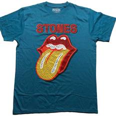 Rolling Stones Diamante Tongue Fashion T Shirt Blue