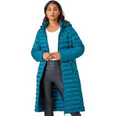 Turquoise - Women Coats Roman Longline Hooded Padded Coat Teal
