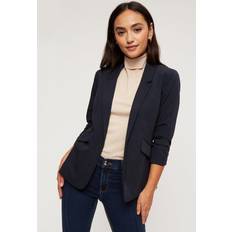 Blue - Women Blazers Dorothy Perkins Petite Navy Ruched Sleeve Blazer