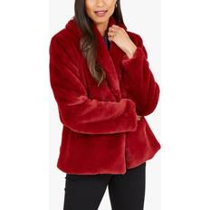 Polyester Coats Yumi Short Wrap Faux Fur Coat