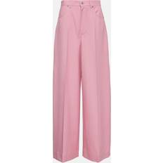 Gucci Women Trousers & Shorts Gucci Pleated wool wide-leg pants pink