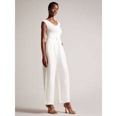 Linen Jumpsuits & Overalls Ted Baker Womens White Tabbiaa Wide-leg Woven Jumpsuit