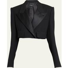 S Blazers Dolce & Gabbana Cropped wool-blend tuxedo blazer black