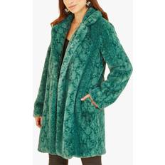 Coats Yumi Snakeskin Print Faux Fur Coat
