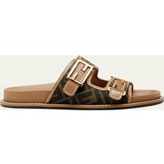 Fendi FF fabric slides marron