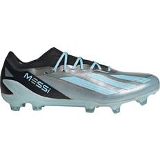Silver - Women Football Shoes Adidas X Crazyfast Messi.1 FG - Silver Metallic/Bliss Blue/Core Black