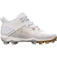 8.5 Baseball Shoes Under Armour Harper Mid RM Baseball Cleats, Men's, White/Gold Holiday Gift