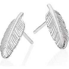 Beaverbrooks Beaverbrooks Women's Silver Feather Stud Earrings, 12mm