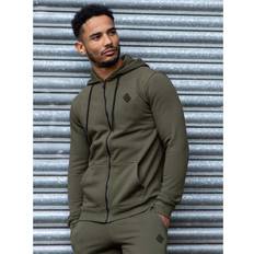 Enzo Mens Zip up Hoodie Khaki