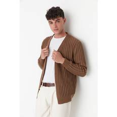 Brown - Men Cardigans Trendyol Collection Mink Men Regular Fit Cardigan TMNAW22KZ0138. Brown