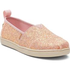 Pink Espadrilles Children's Shoes Toms Girl's Classic Alpargata Loafer Flat, Pink Quartz Chunky Glitter, Child