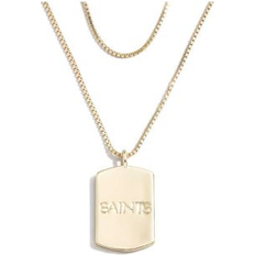 Wear by Erin Andrews WEAR by Erin Andrews x Baublebar New Orleans Saints Gold Dog Tag Necklace