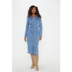 Dorothy Perkins Womens Denim Long Sleeve Shirt Dress