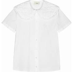 Fendi Girls Cotton Poplin Logo Blouse White 6Y