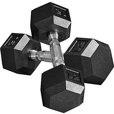 Soozier Hex Rubber Free Weight Dumbbells Set in Pair with Steel Handles 12lbs/Single Hand Weight for Strength Workout Training