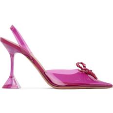 Amina Muaddi Pink Rosie Glass Sling Heels Magenta IT