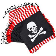 Blue Panda Pirate Skull Drawstring Party Favor Bags for Kids 10 x 12 in, 12 Pack