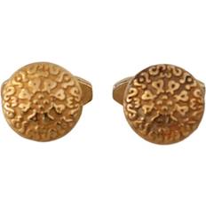 Gold Plated - Men Cufflinks Dolce & Gabbana Gold Plated Brass Round Pin Men Cufflinks