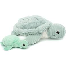 Leklyckan LES DÉGLINGOS 73503 Turtle Les Deglingos Ptipotos Sauvenou die Schildkröte Mama und Baby Plüsch-Kord-Spielzeug, Minze, Tier, Druck, Mint, 26,4x10x29,5