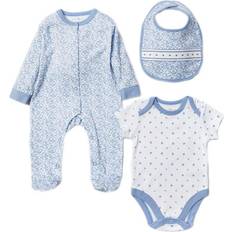 Rock A Bye Baby Floral Print Cotton 3-Piece Baby Gift Set Blue Newborn