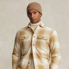 Polo Ralph Lauren White Jackets Polo Ralph Lauren Plaid Fleece Shirt Jacket in Winter Cream/Cafe Tan